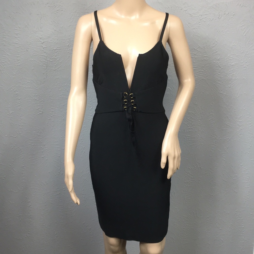 NWT FEW MODA Black Bodycon Belted Dress Size Large